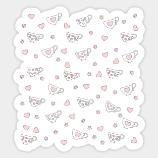 You're my cup of tea - Dainty Hearts and Cups Sticker